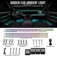 Kit d'éclairage d'ambiance RGB pour voiture, bande LED acrylique 64 couleurs, contrôle par application, synchronisation musicale, décoration intérieure, vente en gros