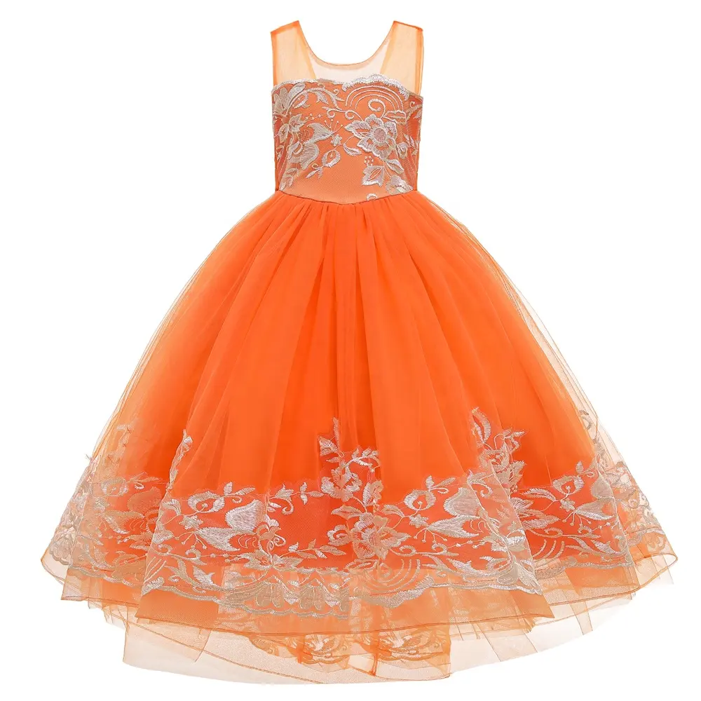 A20 orange Cuhk girl princess dress PROM dress Beautiful embroidered skirt long dress