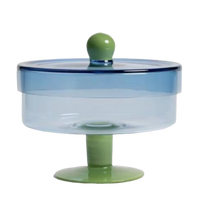 Boîte alimentaire en verre coloré, vente en gros, bocal de rangement en verre pour noix de cuisine avec support en verre et couvercle