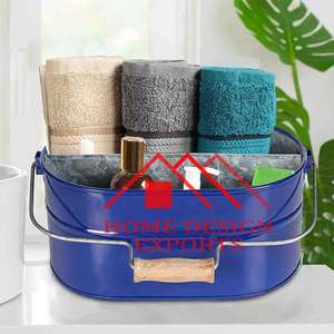 Caddy décoratif en métal recouvert de poudre bleue fini avec manche en fer et en bois Support utilitaire de cuisine Best-seller - Product Image 2