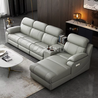 Canapé italien moderne en cuir véritable, multifonctionnel, avec fonction inclinable électrique, combinaison d'angle en métal – Offre Spéciale