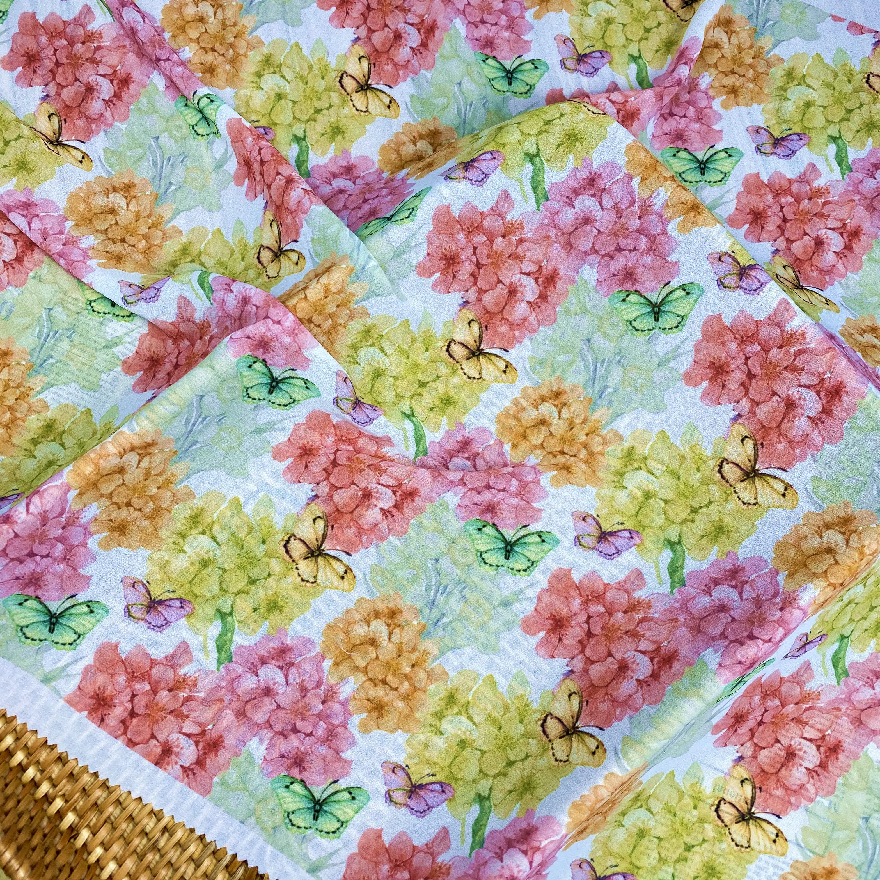 Parel Chiffon Stof Digitale Bloemenprint Stof Gedrukt Chiffon Voor Dame Jurk Dame Chiffon Print Stof