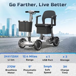 Scooter de mobilité léger <span class=keywords><strong>pour</strong></span> seniors et adultes, approuvé par les compagnies aériennes, 45 lb, scooter motorisé <span class=keywords><strong>portable</strong></span>, batterie amovible, 330 lb - Product Image 3