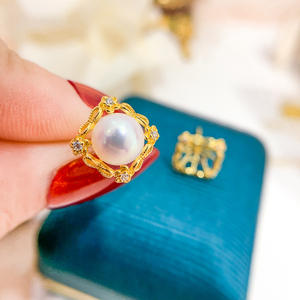 Pendientes de Plata Fina S925 WENCHI con Accesorios DIY para Perlas, Bandeja Vacía para Perlas Redondas de 7-9mm, Joyería de Encaje China 11215 - Product Image 1