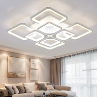 Lampada da Soffitto LED Moderna Minimalista in Acrilico a Forma di Cubo Geometrico, Controllo Remoto e App, Dimmerazione Intelligente a Tre Colori