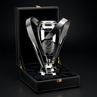 Trofeo de Metal Plateado de Lujo para Torneo de Fútbol, Base con Balón de Fútbol 3D y Escudo Personalizado, Premio Deportivo para Campeón de Club
