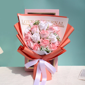 Ramo de Jabón de Rosas Azul Hielo Degradado de 18 Colores, Regalo de Alta Gama, Sorpresa Romántica - Product Image 1