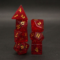 Jeu de dés en verre polyédrique Red Burst pour jeux de table TCG D & D 16-24mm 7 pièces
