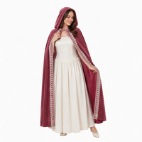 Velours Adulte Rose Rouge Princesse Cape À Capuche Cape pour Hommes et Femmes pour Halloween/Fête De Noël Scène Performance Porter