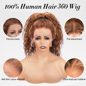 Sangle invisible 360 marron <span class=keywords><strong>clair</strong></span> pour perruques Lace Front, cheveux Remy, densité 250, bouclés <span class=keywords><strong>blond</strong></span> miel, avec cordon de serrage invisible - Product Image 2
