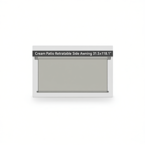 Auvent latéral rétractable crème pour terrasse 31,5x118,1 pouces, abri extérieur mural à commande manuelle, style moderne, tissu polyester - Product Image 1