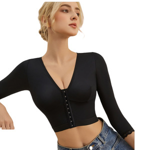 Châu Âu Mỹ v-cổ có thể điều chỉnh chống vi khuẩn kiểm soát công ty cơ thể định hình TOP Yoga tập thể dục Phía trước nút có thể được mặc bên trong - Product Image 5