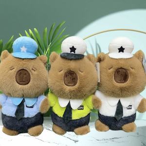 Muñeco de Capibara con Uniforme de Policía, Chaqueta de Algodón con Flores, Peluche de Cobaya, Regalos para Niñas, Venta al por Mayor - Product Image 2