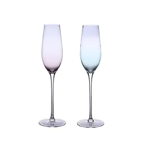 High Quality Drinking Coloured Gradient Champagne Flutes Glass For Hotel Party