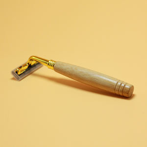 Одноразовая бритва с двумя лезвиями из нержавеющей стали с деревянной ручкой для мужского бритья лица - Product Image 3