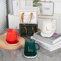 Ensemble Cadeau B2B : Tasse Chauffante Intelligente en Céramique USB avec Logo Personnalisé pour Bureau et Maison, Tapis Chauffant à Température Contrôlée pour Café et Eau