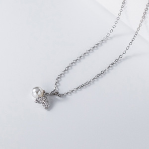 S925 Pure <b>Silver</b> Korean Style Sweet Irregular <b>Pearl</b> <b>Necklace</b> Female Temperament Accessory Y01241 - Product Image 5
