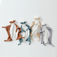 Serviette apaisante pour bébé avec petit renard blanc en peluche en gaze de coton pur marionnette à main sans danger pour la bouche aide au sommeil pour les nourrissons literie