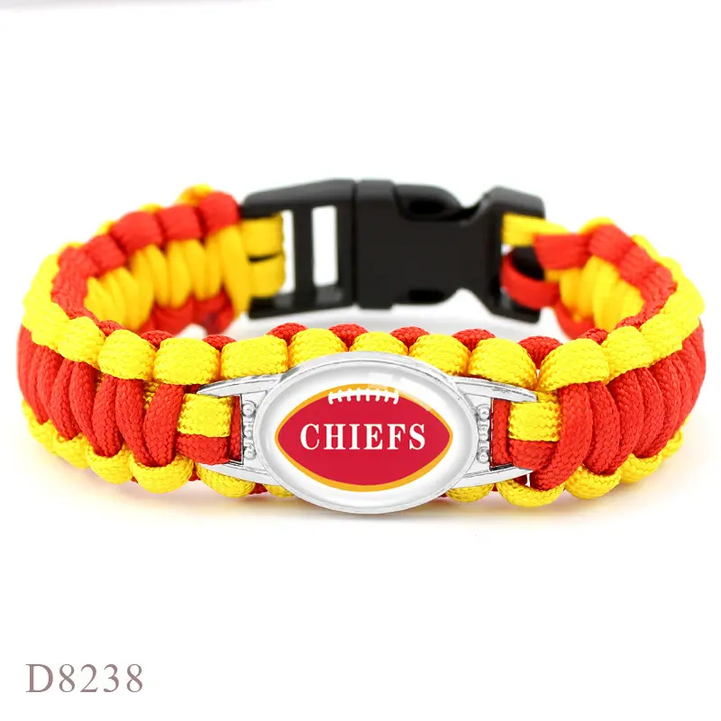 Penjualan terlaris label pribadi 32 Nfl tim sepak bola Logo Paracord Survival KC gelang