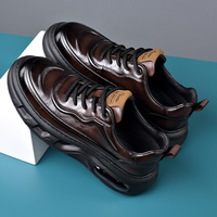 Chaussures habillées décontractées pour hommes en cuir véritable, style britannique, haut de gamme, en cuir de vachette pleine fleur, semelles épaisses, semelles intérieures amortissantes