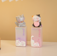 Mini tampon en résine Chat Mignon, figurine de collection de dessin animé en boîte mystère, décoration de bureau, coffret cadeau créatif avec édition surprise cachée