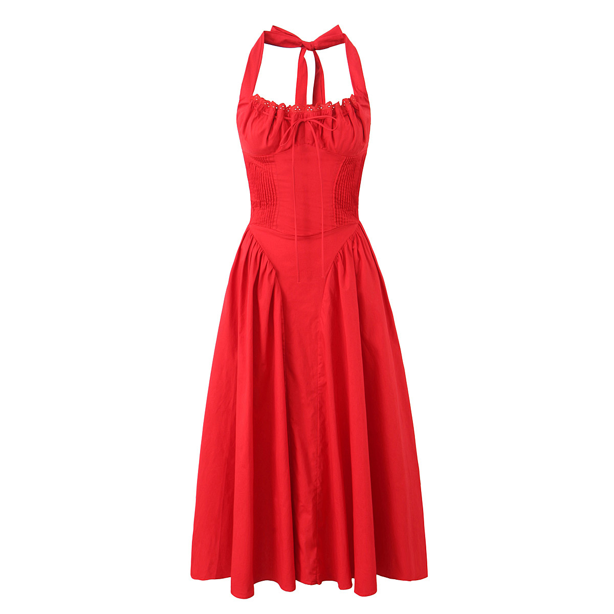 open lace back dress Red Corduroy Dress