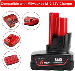 밀워키 M12 전동 공구용 M12B6 12V 2.5Ah 4.0Ah, 5.0Ah, 6.0Ah 리튬 교체 배터리 48-11-2460 12V 리튬 이온 배터리 - Product Image 5