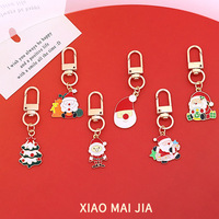Porte-clés mousqueton solaire en alliage de zinc, motif dessin animé de Noël, avec logo personnalisé, design vintage, léger, mode et luxe