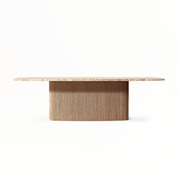 Ensemble de table à manger ronde de luxe en bois massif de chêne européen avec plateau en marbre et 6 chaises
