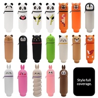 Trousse à crayons en silicone Panda transfrontalière, étui de rangement pour stylos de dessin animé pour étudiants, boîte à stylos en silicone pour l'école et le bureau