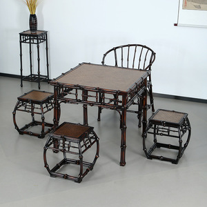 <b>Bamboo</b> Coffee <b>Table</b> Square Antique Bronze Color Chinese Style Living Room Home Use 81x76cm - Product Image 2