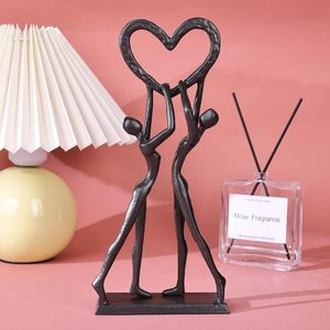 वैलेंटाइन के दिन शादी के लिए लोहे के धातु शिल्प हृदय प्रतिमा जोड़े मूर्तिकला - Product Image 2