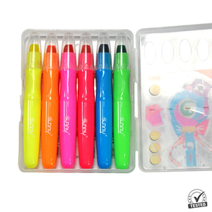<span class=keywords><strong>Pastelli</strong></span> a Cera Setosi con Evidenziatore, Gel Colorato per Bambini o Lavoratori con 6 Colori Neon - Product Image 5