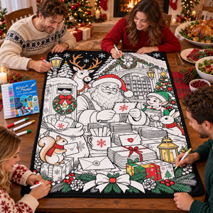 ผ้าห่มฟลานเนลระบายสีลายคริสต์มาส DIY ของขวัญคริสต์มาสสำหรับตกแต่งบ้านในฤดูหนาว เหมาะสำหรับห้องนอนและห้องนั่งเล่น - Product Image 3