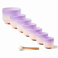 Ensemble de bols chantants en cristal de quartz REMA 432Hz, pureté 99,99 %, 7 pièces, 6-14 pouces, CDEFGABC # D # F # G # A #   Méditation sonore par les tons 2