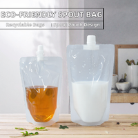 Pochettes souples transparentes écologiques avec bec verseur, 250 ml, 500 ml, 1000 ml, en PE 100 % recyclable, imprimées en gravure