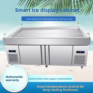 Thương Mại Duy Nhất Nhiệt Độ 2-Cửa Làm Mát Trực Tiếp 201 Thép Không Gỉ Siêu Thị Ice Cá Tươi Hiển Thị Trường Hợp Cho Hải Sản - Product Image 5