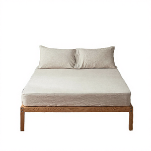 Parure de lit Queen Size en soie/lin, style ferme moderne, 4 pièces, 300 fils, prélavée, poches profondes, qualité hospitalière - Product Image 4