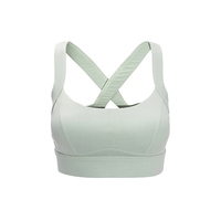 Pakaian Dalam Olahraga Wanita Anti Guncangan untuk Lari, Model Vest dengan Desain Punggung Cantik, Bra Yoga Fitness Asparagus dengan Bantalan Dada