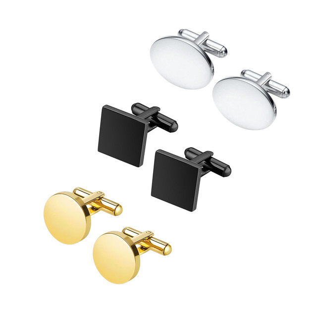 Personalized Blank Cuff Links Custom Stainless Steel Classic Tuxedo Shirt Cufflinks for Men Anniversary Gift