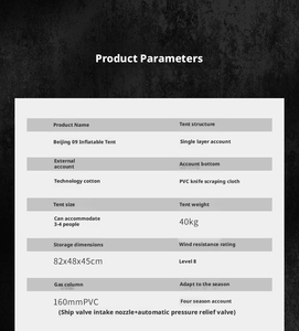 Tienda de Campaña Inflable Fabricada en China, Refugio Portátil de Lujo para Exteriores con <span class=keywords><strong>Tela</strong></span> de Algodón TC Impermeable y con Protección UV - Product Image 6