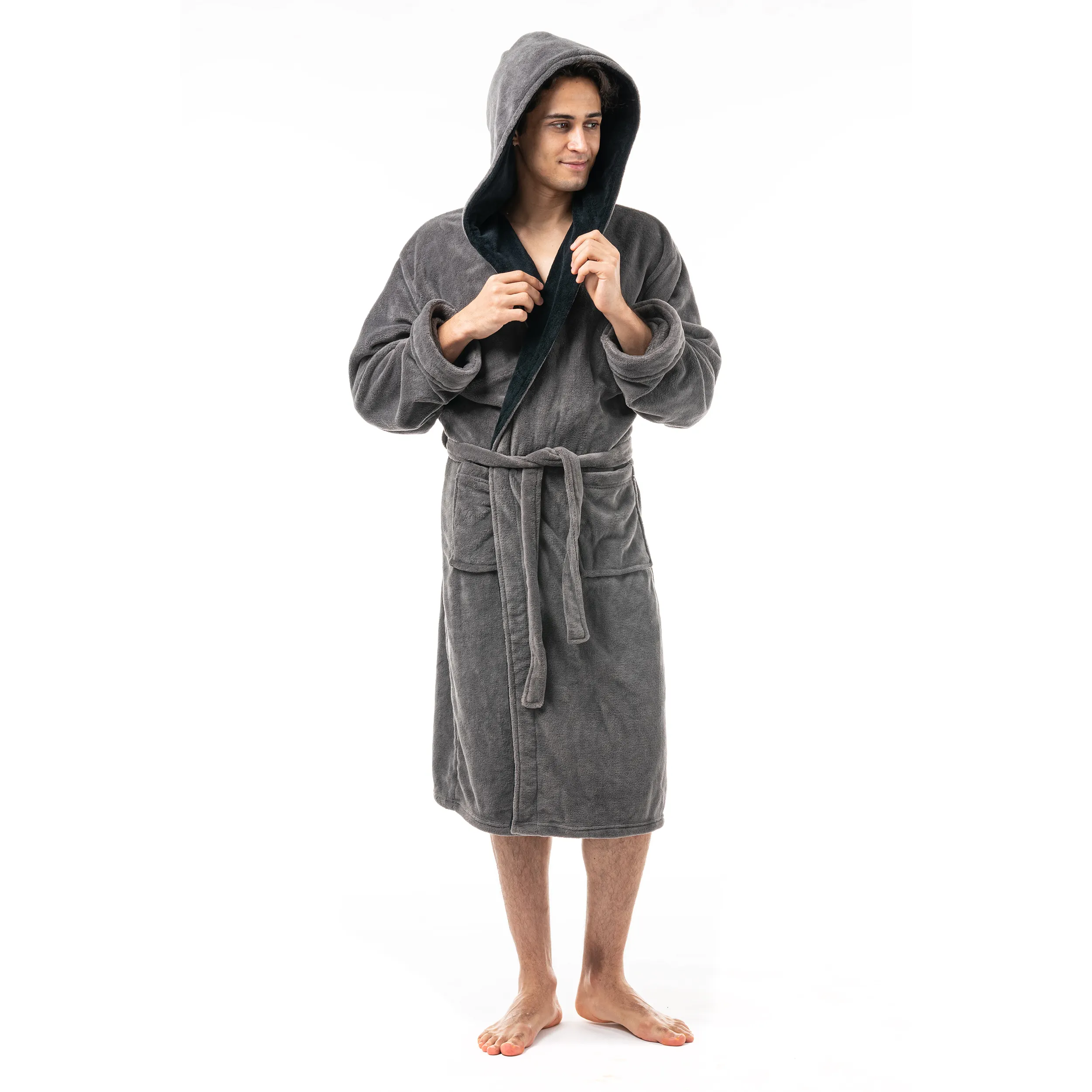 도매 유니섹스 플란넬 양털 남성 목욕 가운 럭셔리 기모노 양털 잠옷 전체 길이 목욕 가운 남성 잠옷