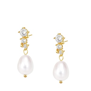 Minimalist Daily Versatile Jewelry Knot Design Flower Pearl <strong>Studs</strong> and Hoop <strong>Earrings</strong> - Product Image 5