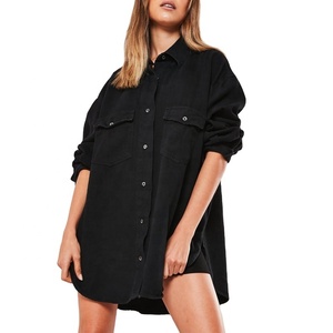 2024 Logo donna Hip Pop <span class=keywords><strong>camicia</strong></span> Streetwear da ragazza <span class=keywords><strong>camicia</strong></span> nera Super <span class=keywords><strong>oversize</strong></span> Boyfriend Denim - Product Image 1