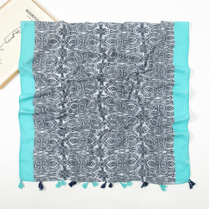 Vente chaude Mode Longue <span class=keywords><strong>Femme</strong></span> Écharpe Fleur et Géométrie Imprimé Hijab Viscose Glands Châle - Product Image 5