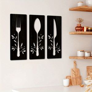 Supplier <b>Rustic</b> Kitchen Utensil <b>Wooden</b> Wall Decors Fork Spoon Knife Wall Hanging Plaque Ideal Gift for Farmhouse Dining Room - Product Image 4