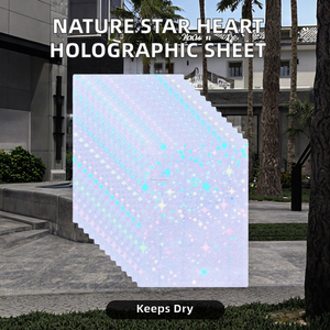 Plas Plas30 Nature Star Heart Holographic Soft Adhesive Laminate Sheet A4 Overlay PVC Waterproof Transparent Plastic Transfer - Product Image 2