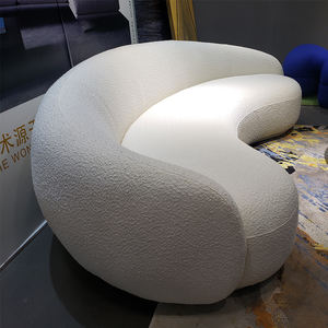 غرفة المعيشة مجموعة اثاث الكاكي النسيج C على شكل عصري المخملية الأوروبية الأرائك المنحنية - Product Image 3