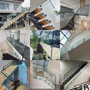 Braket Rel Kaca DF Bahan Stainless Steel, Dapat Disesuaikan, Warna Hitam Doff, Perlengkapan Pemasangan Dinding, Silinder, Kit Penyangga Persegi, Standoffs - Product Image 2