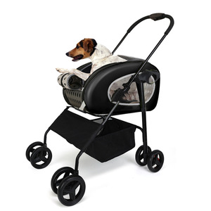 Carrito portátil para mascotas, transpirable, redondo, transparente, negro y naranja, transportador para perros y gatos con asa para uso en exteriores. - Product Image 5